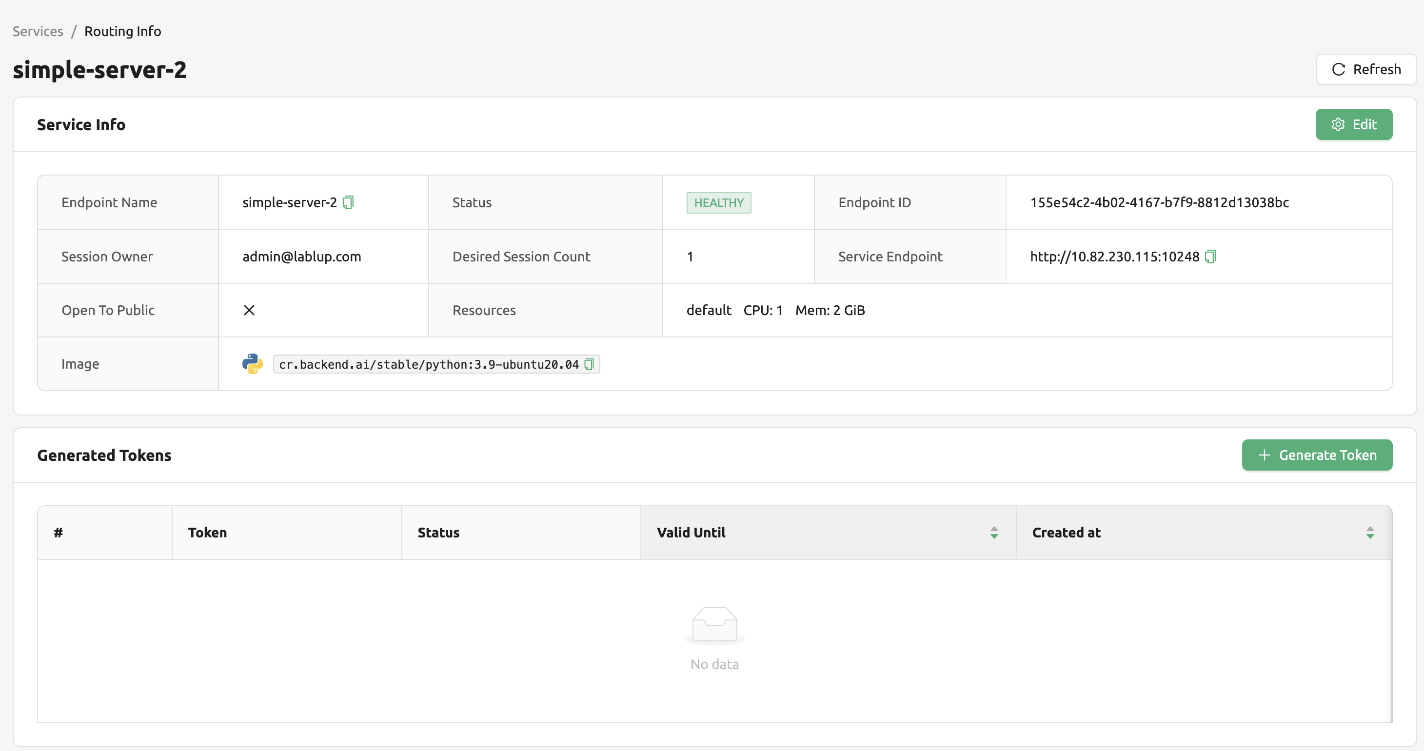 Routing page