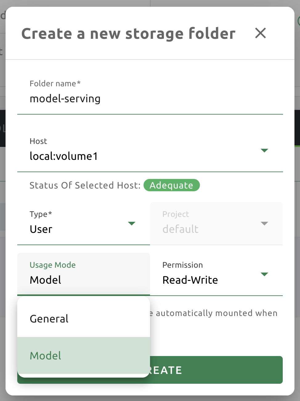 Model type folder creation