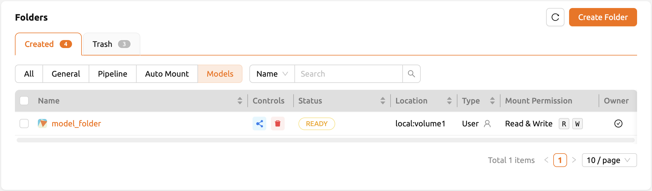 Models tab