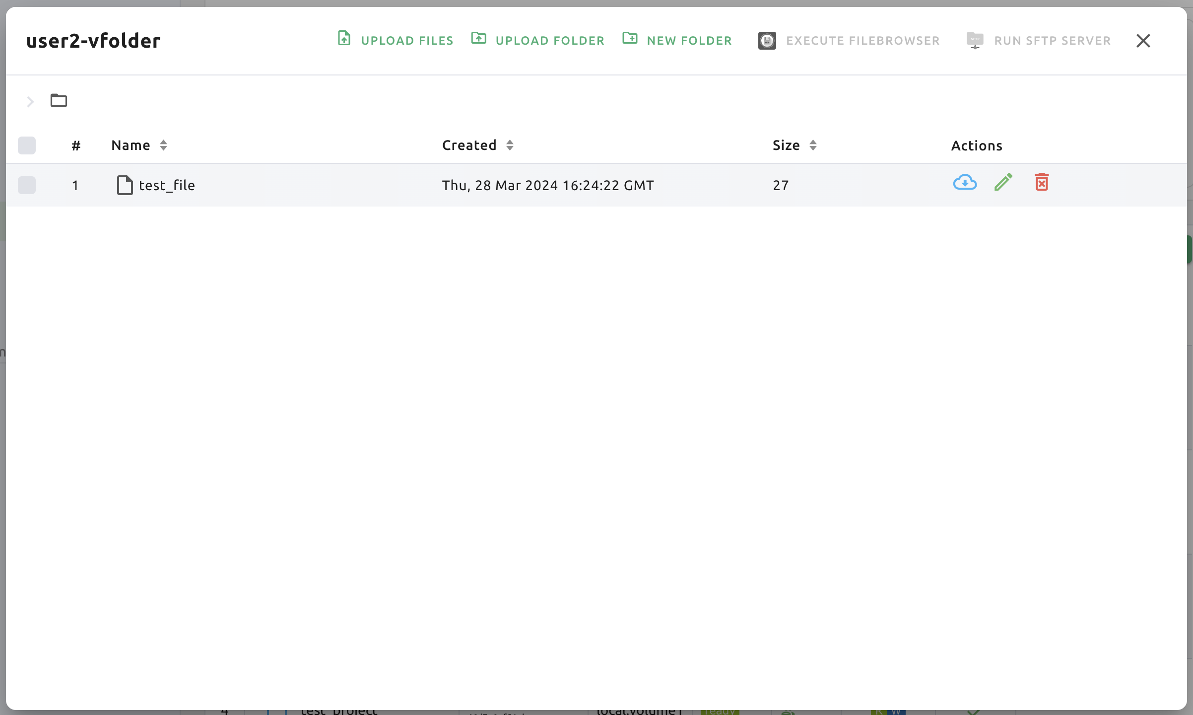 Download icon in the folder explorer