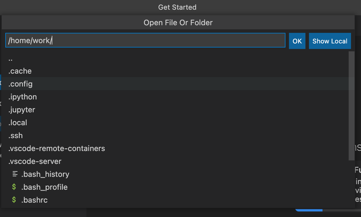 open remote host file directory
