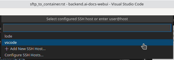 Select remote ssh select Host
